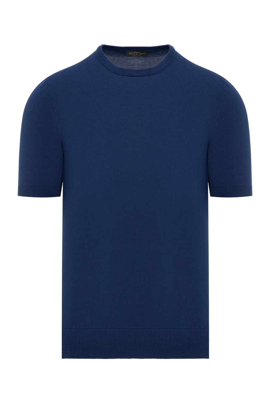 Cesare di Napoli джемпер з коротким рукавом синій з бавовни 186213 - фото 1