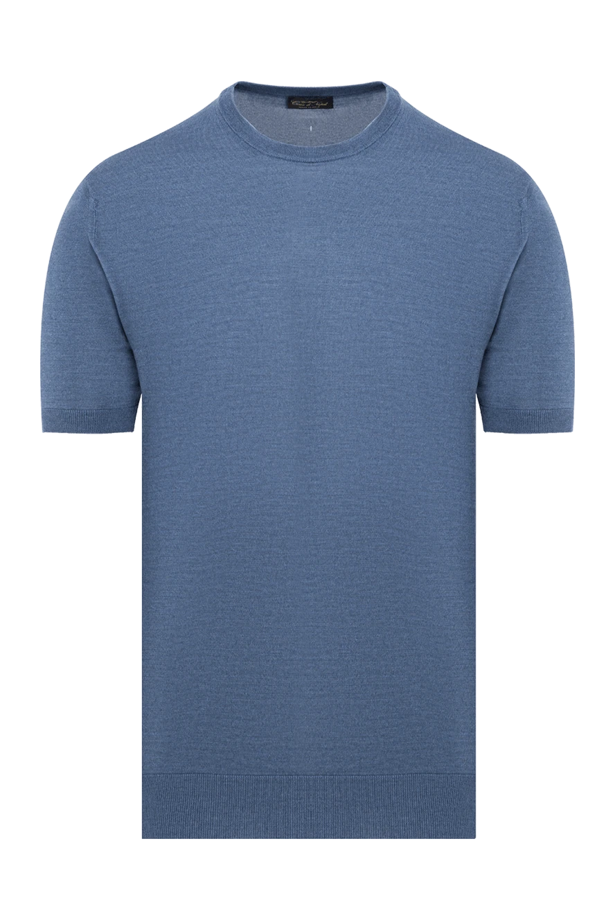 Cesare di Napoli silk jumper with short sleeves blue men's 186220 - photo 1