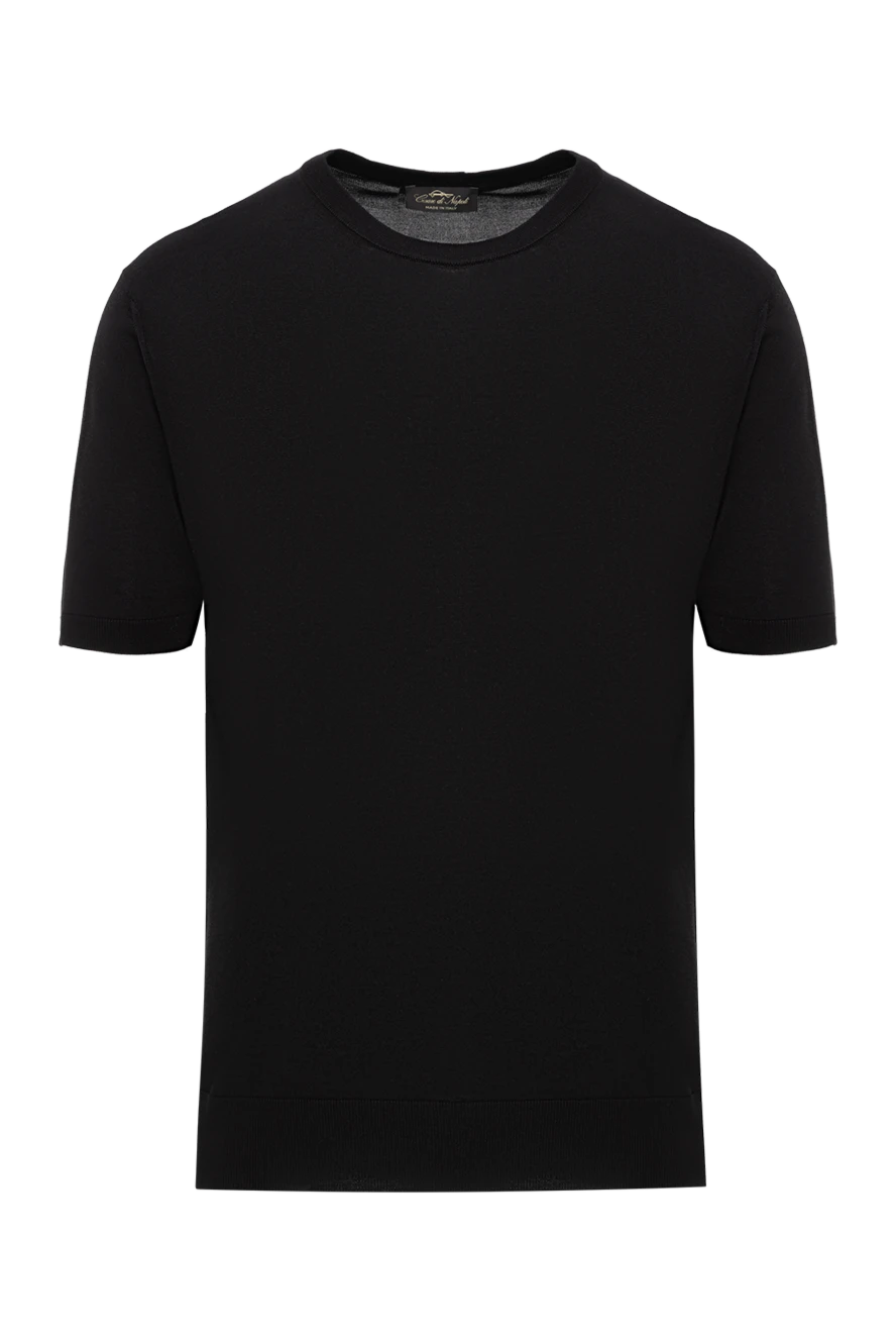 Cesare di Napoli шелковый джемпер с коротким рукавом черный мужской 186221 - фото 1