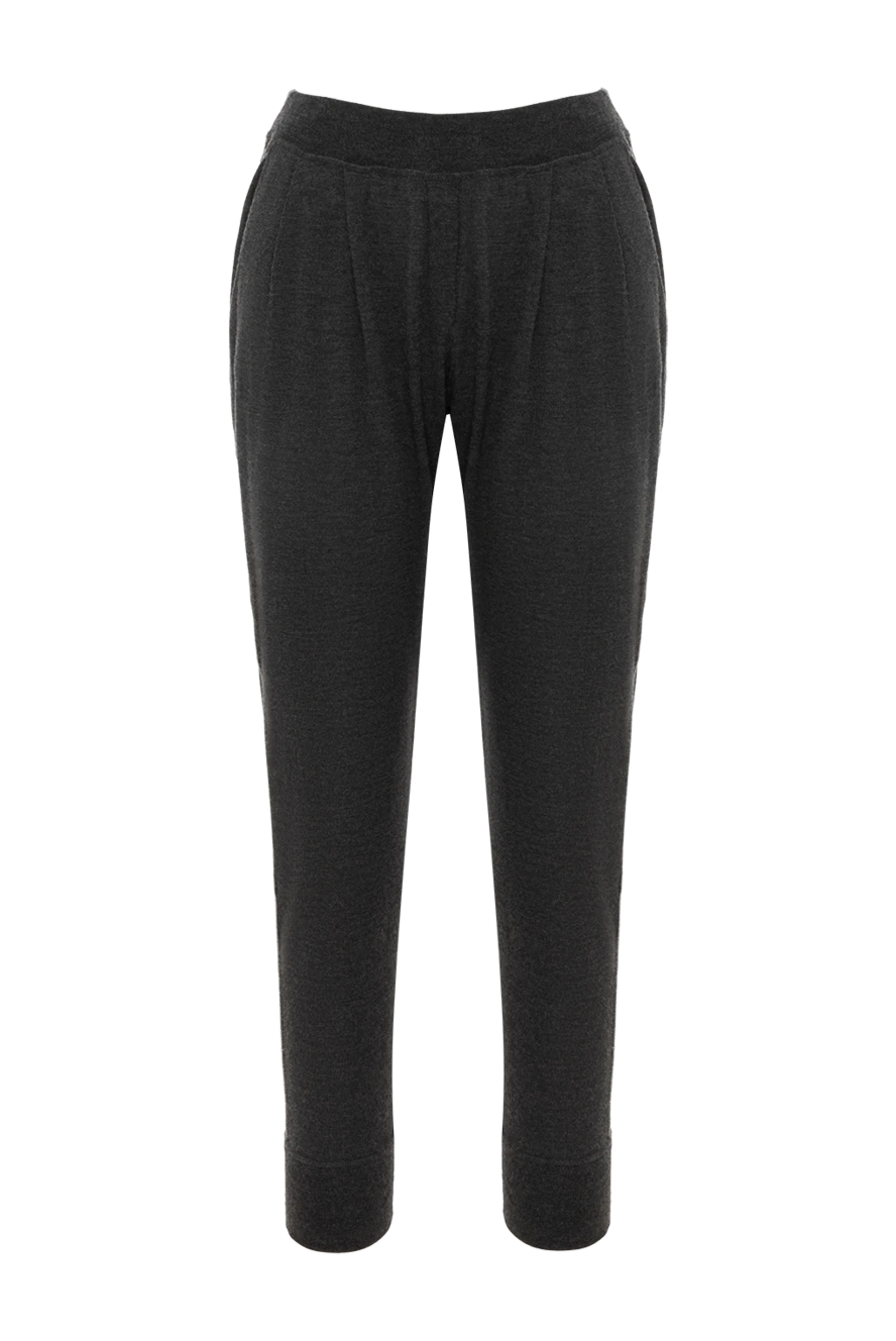 Brunello Cucinelli штани трикотажні жіночі укорочені сірі з кашеміру 186276 - фото 1