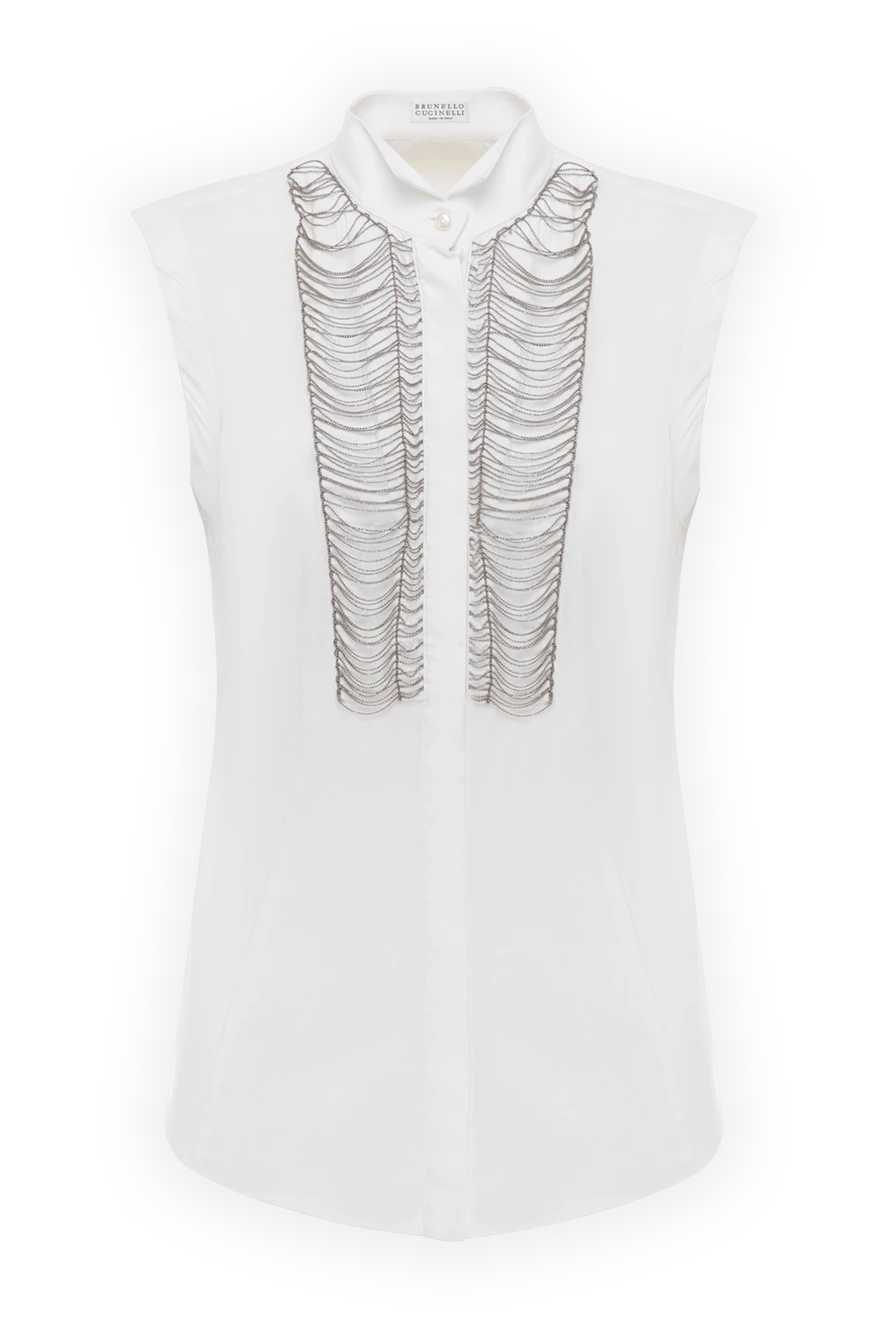 Brunello Cucinelli women's sleeveless blouse with monil chain made of cotton 186277 - photo 1