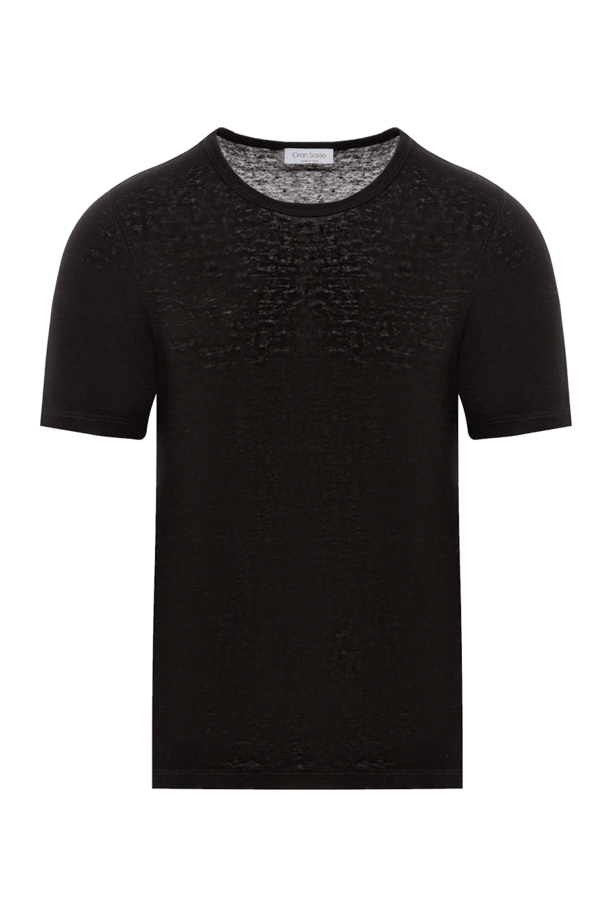 Gran Sasso коричнева льняна чоловіча футболка з круглим вирізом 186303 - фото 1