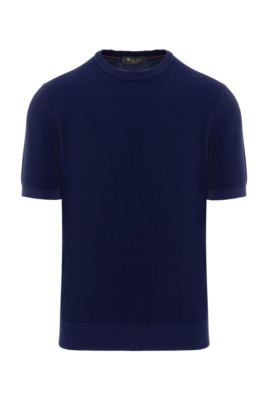 Loro Piana blue knitted t-shirt for men made of cotton and silk 186351 - photo 1