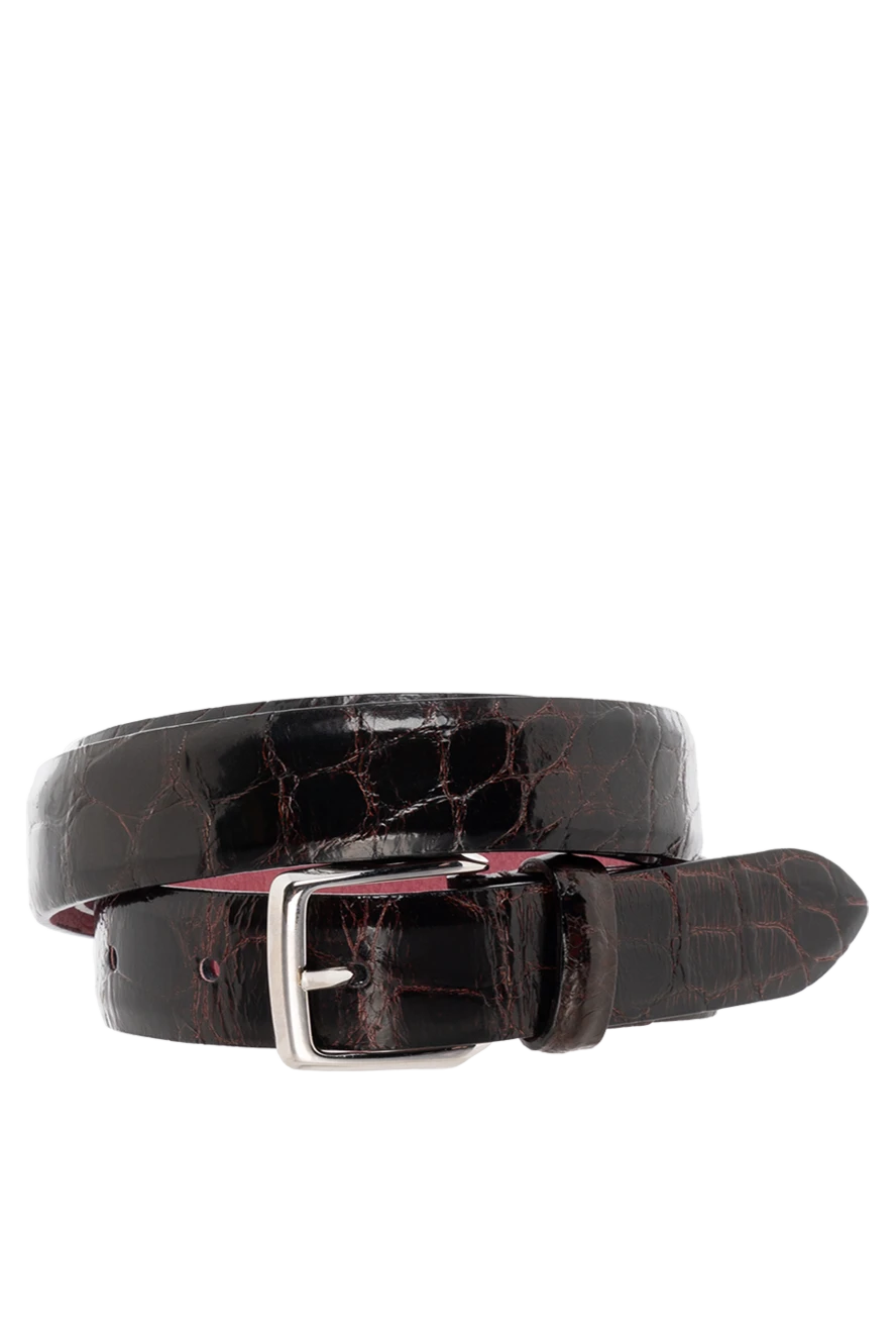 Cesare di Napoli classic crocodile leather belt in a dark burgundy shade 186393 - photo 1