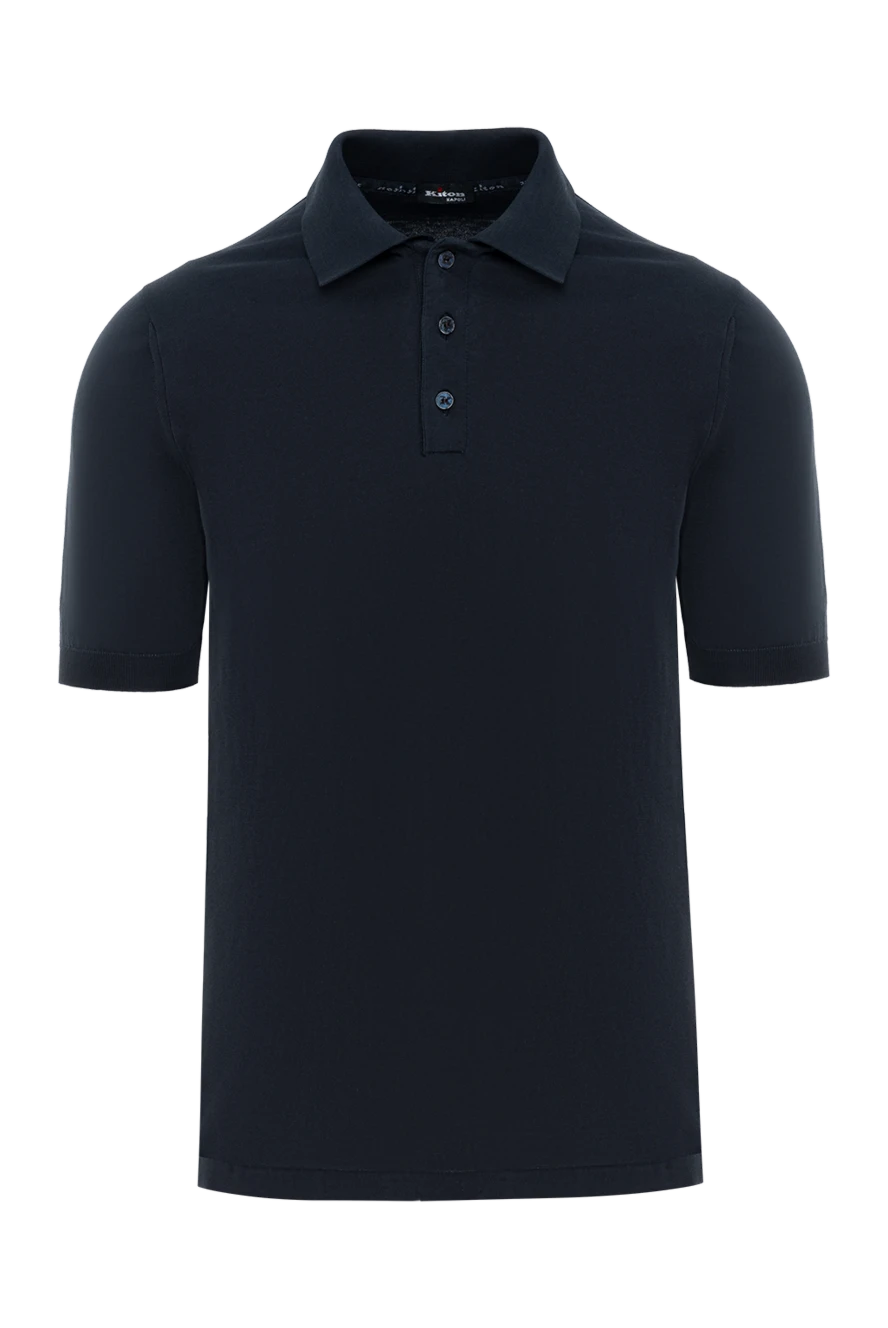 Kiton мужское поло черное на пуговицах из хлопка 195658 - фото 1