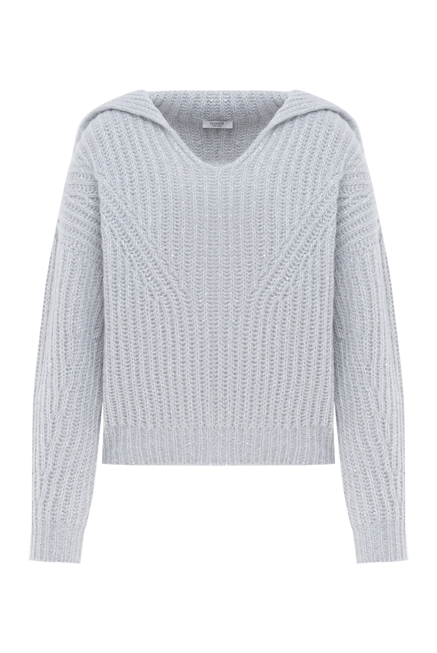 Peserico в'язаний сірий джемпер з відкладним коміром. 186443 - фото 1