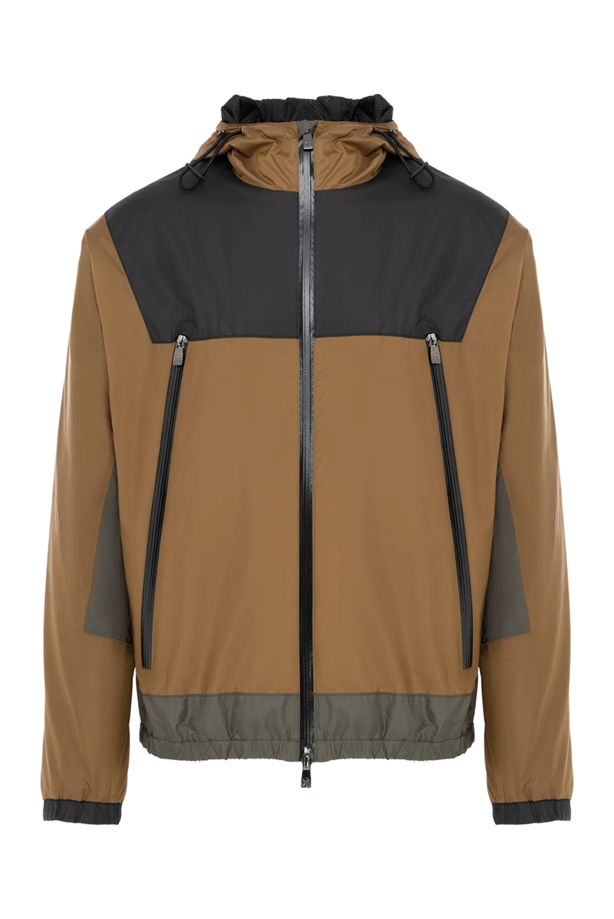 Corneliani куртка чоловіча коричнева з контрастними вставками на блискавці 186526 - фото 1