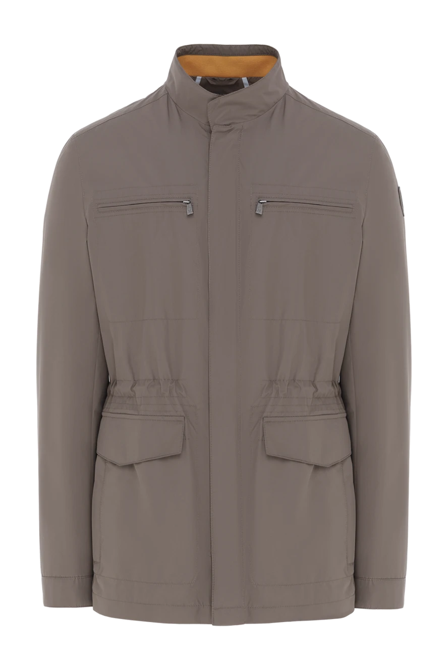 Corneliani чоловіча коричнева куртка з коміром стійкою 186527 - фото 1