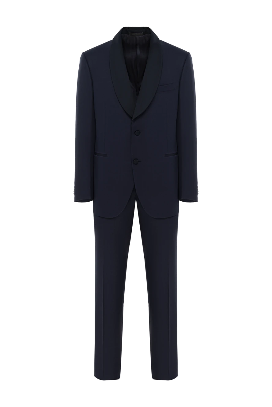 Corneliani чоловічий синій костюм з вовни та шовку 186567 - фото 1