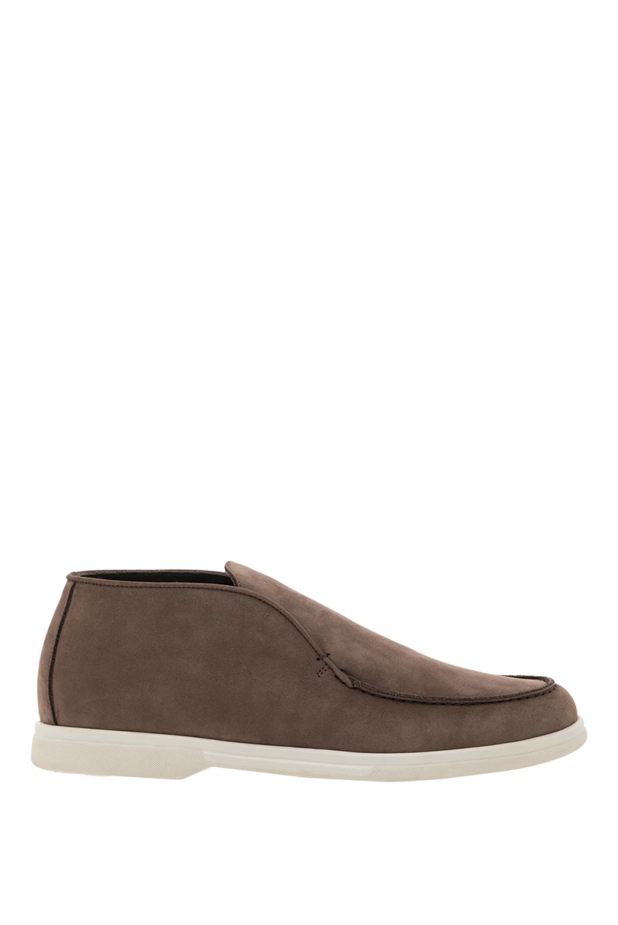 Corneliani нубукові високі лофери чоловічі коричневі 186571 - фото 1