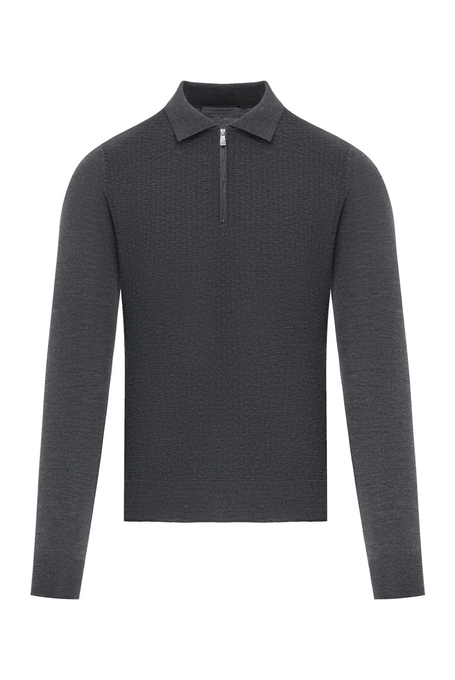 Corneliani поло на пуговицах из серой ультратонкой шерсти 186590 - фото 1