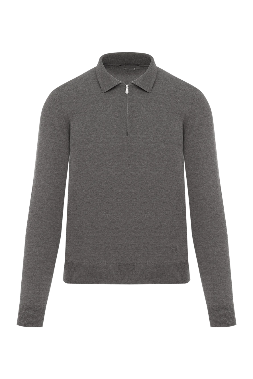 Corneliani поло з мериносової вовни із застібкою-блискавкою коричневого кольору 186603 - фото 1