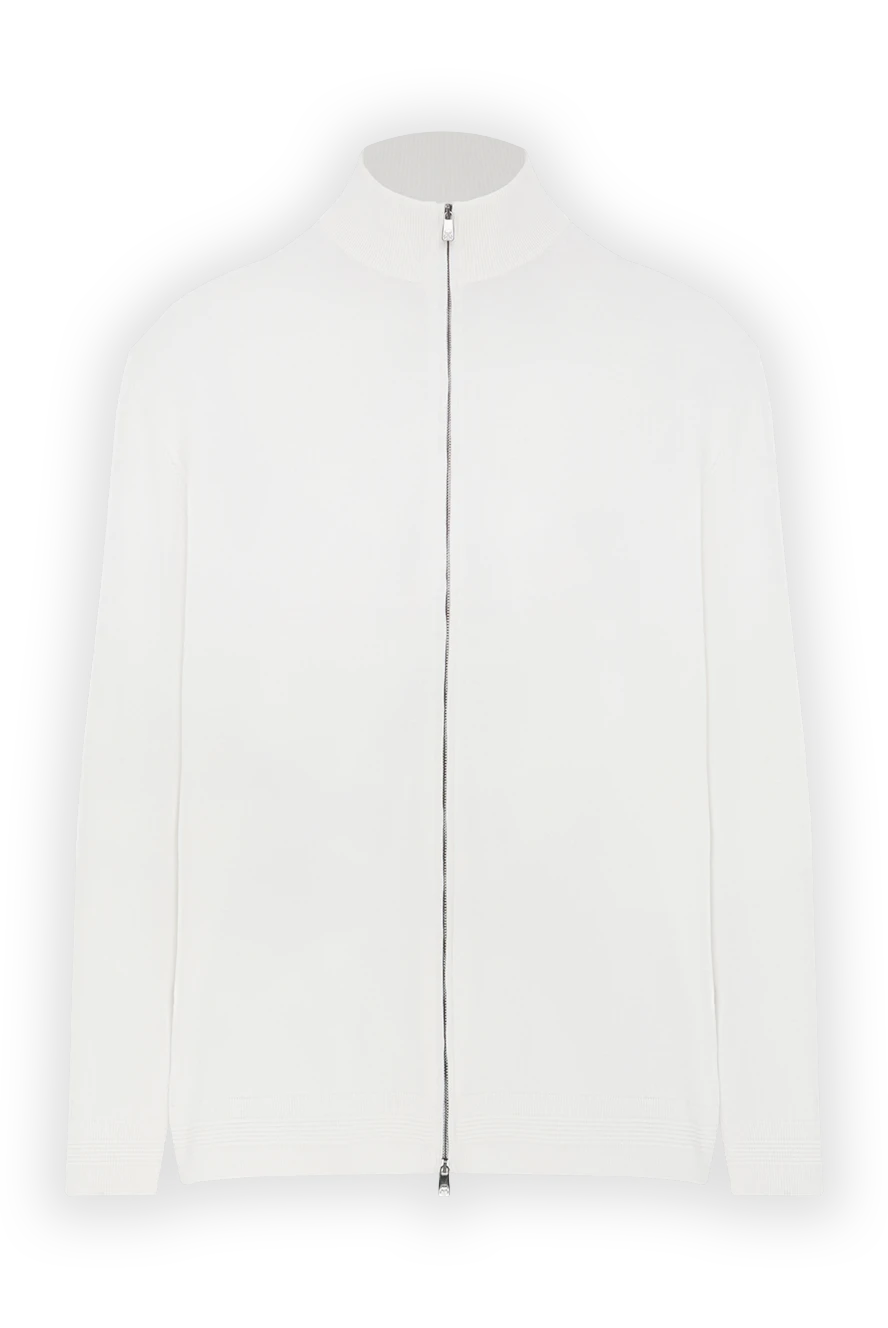 Corneliani men's cardigan with zipper, white, cotton 186610 - photo 1