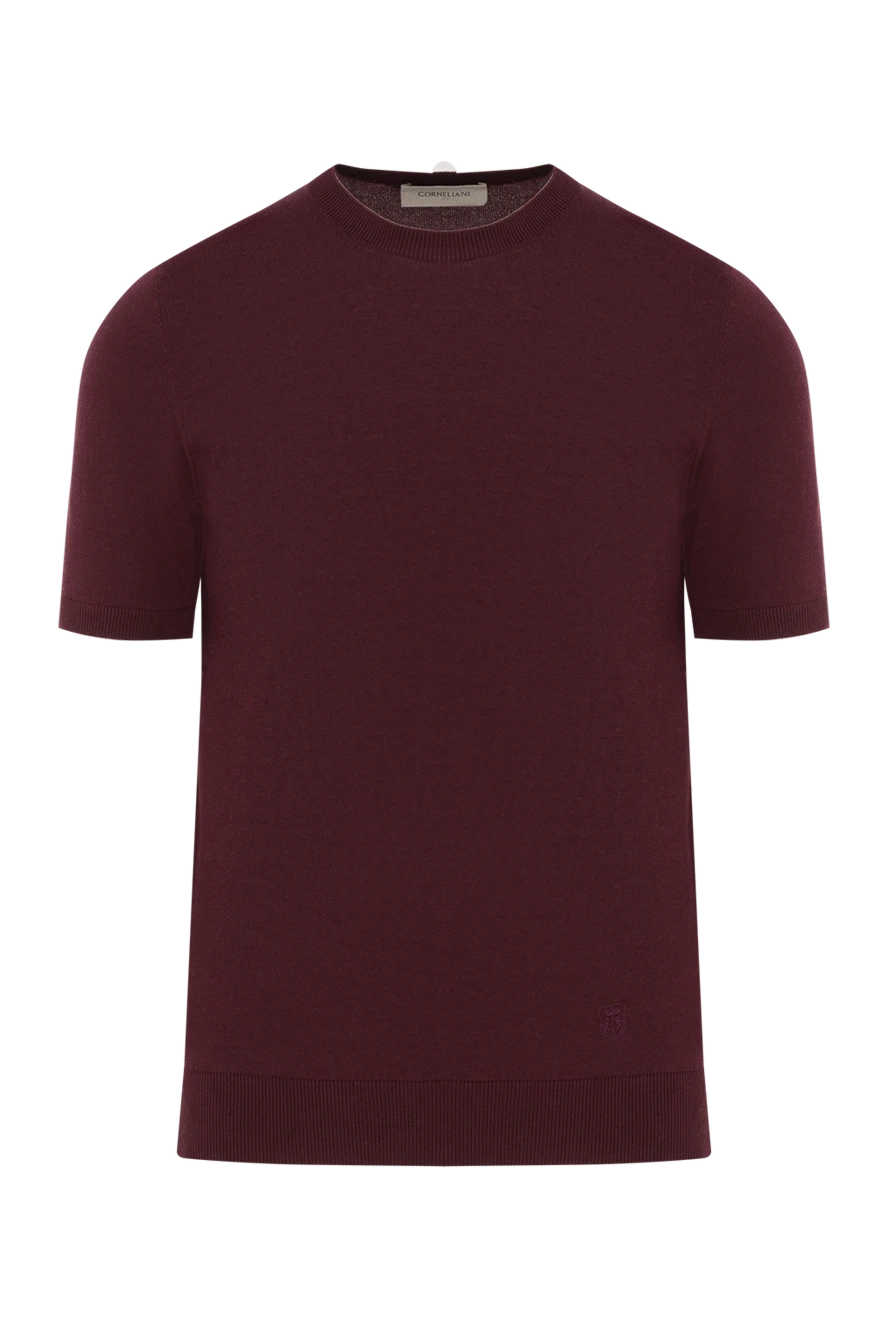 Corneliani теплый джемпер с коротким рукавом бордовый мужской 195787 - фото 1