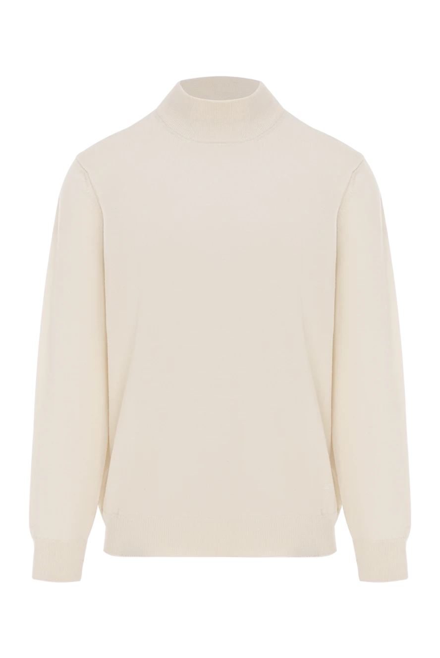 Corneliani шерстяной свитер с воротником стойкой мужской белый 186621 - фото 1