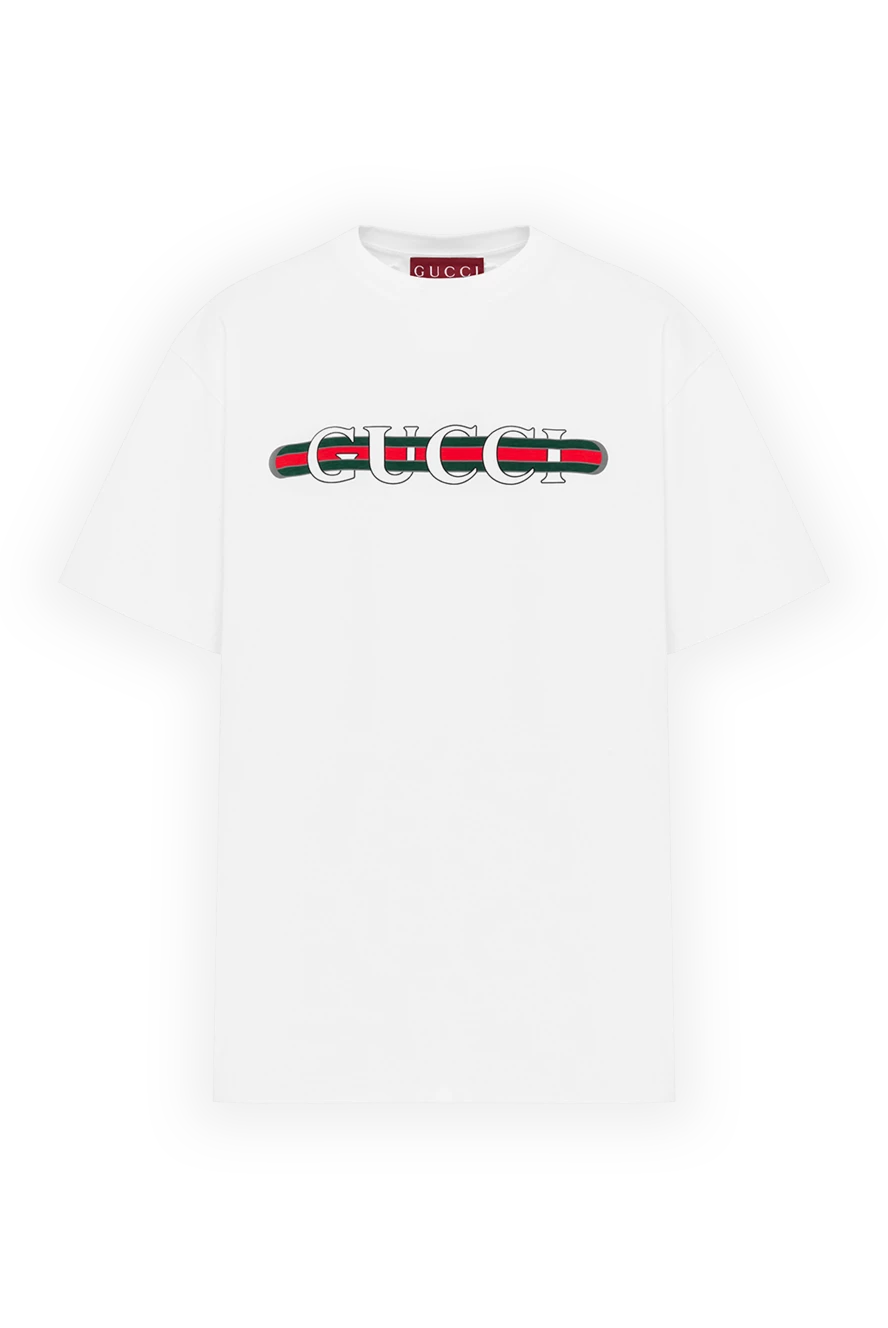 Gucci бавовняна футболка біла з логотипом 186684 - фото 1