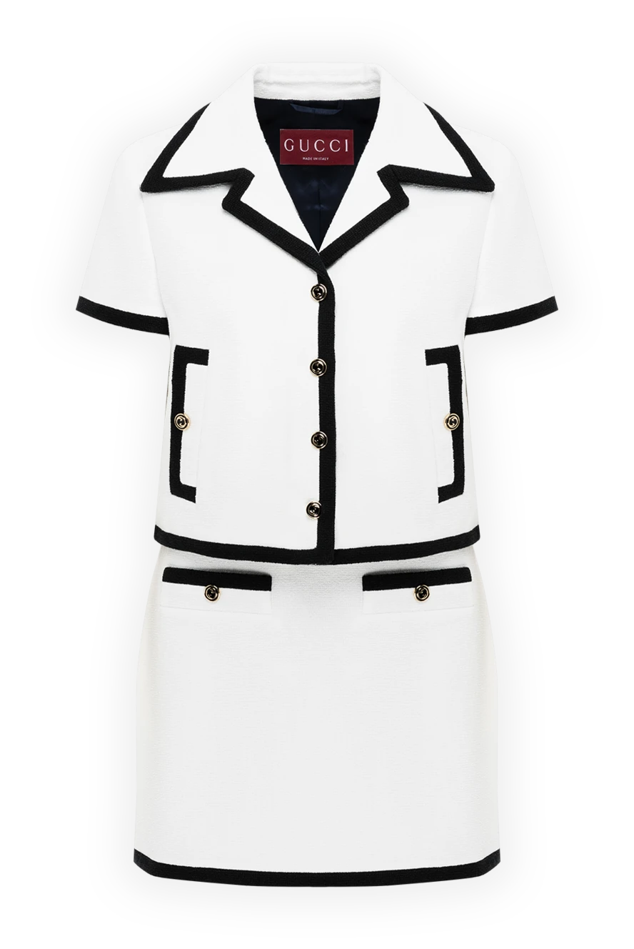 Gucci костюм зі спідницею білий з чорною окантовкою жіночий 186695 - фото 1