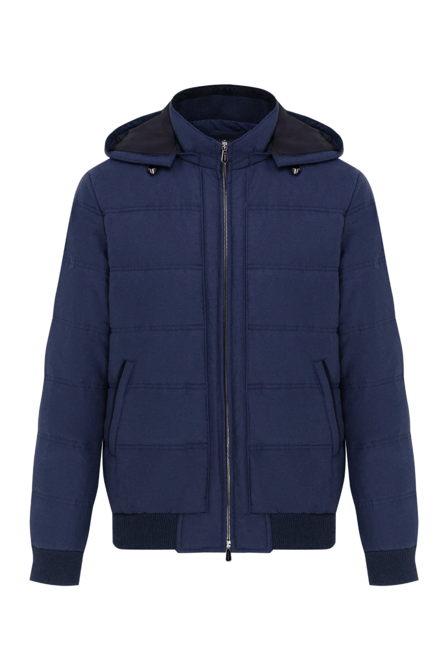 Enrico Mandelli quilted hooded bomber jacket in sapphire silk and cashmere 186742 - photo 1