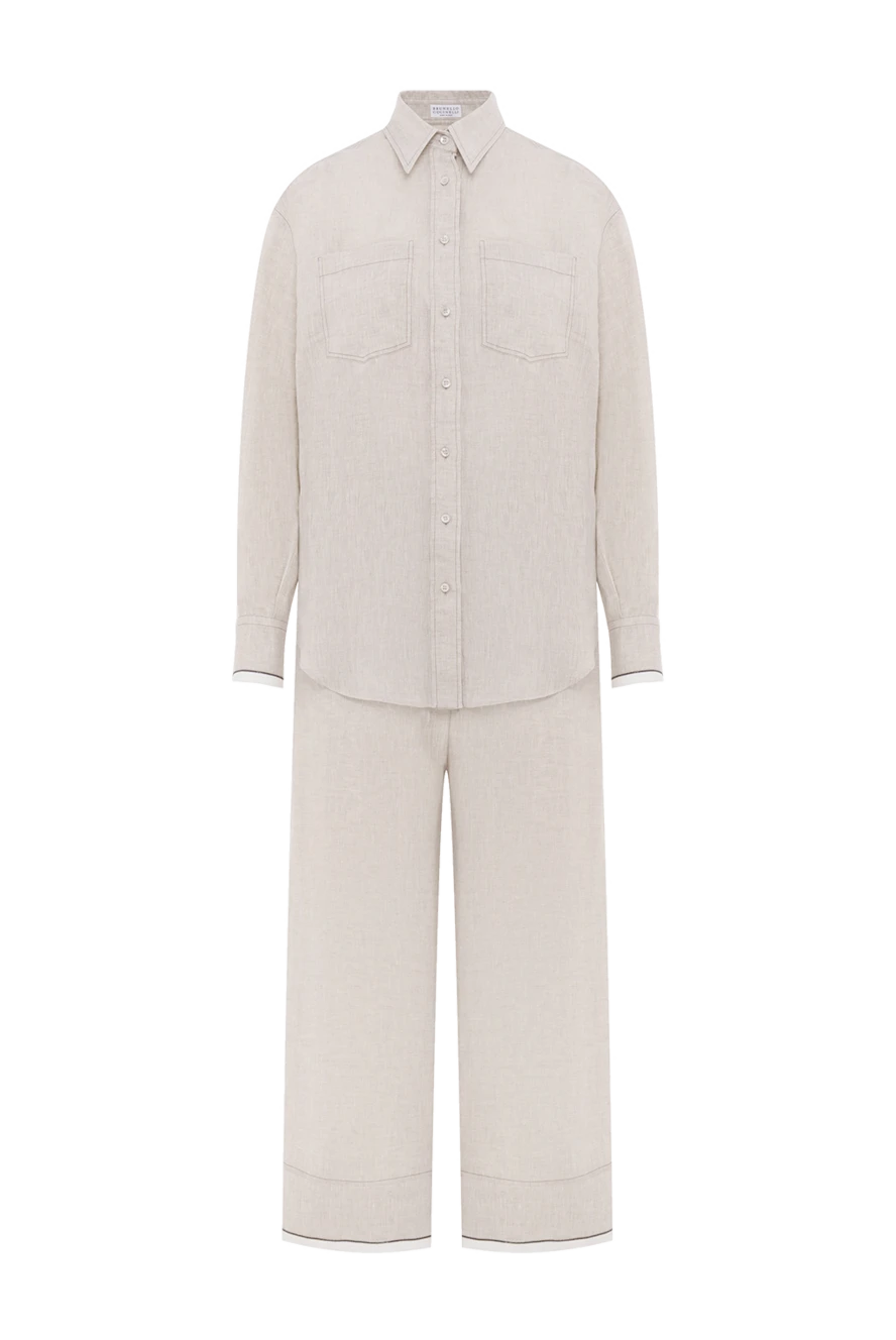 Brunello Cucinelli костюм с брюками из льна с блестящими манжетами 186794 - фото 1
