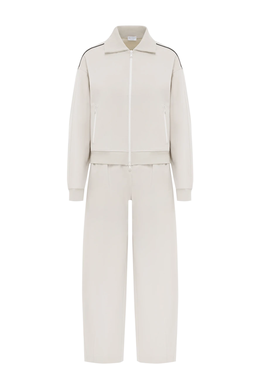 Brunello Cucinelli бежевый спортивный костюм с контрастной тесьмой 186796 - фото 1