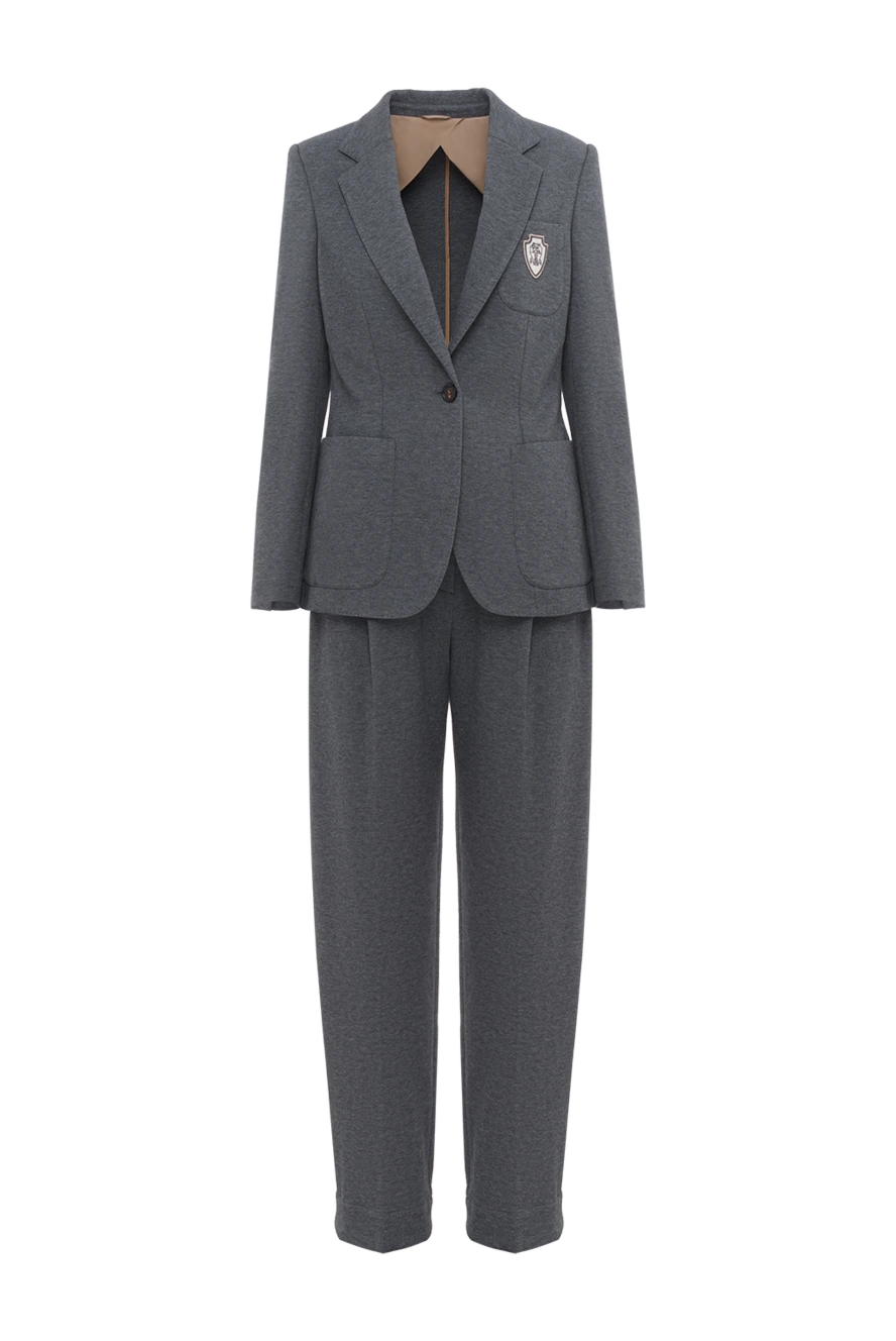 Brunello Cucinelli однобортний піджак з нашивкою-логотипом і сірий брюками 186797 - фото 1
