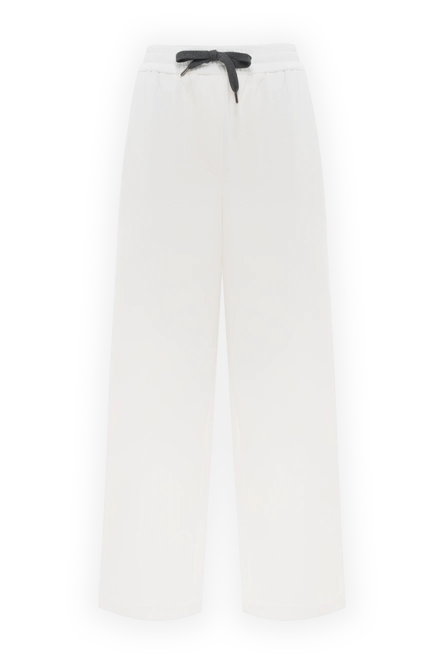 Brunello Cucinelli білі бавовняні джоггери жіночі на шнурку 186802 - фото 1