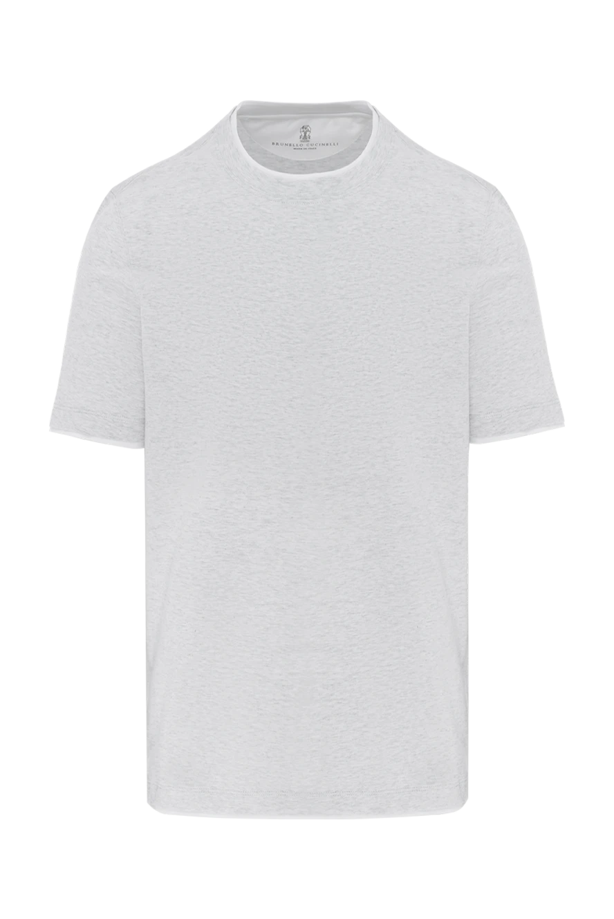 Brunello Cucinelli men's gray cotton t-shirt with edging 186808 - photo 1
