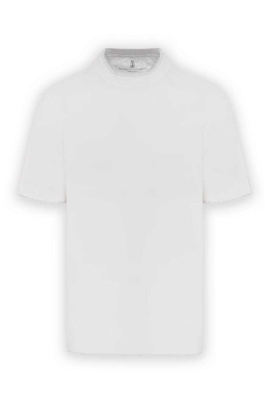 Brunello Cucinelli футболка біла чоловіча з бавовни з багатошаровими деталями 186815 - фото 1