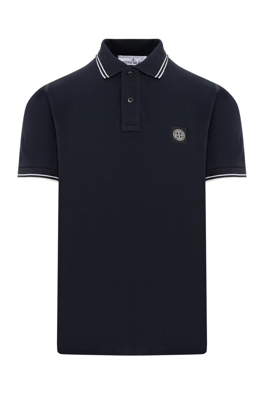 Stone Island темно-синє поло з бавовни з логотипом на грудях (уцінка) 196994 - фото 1