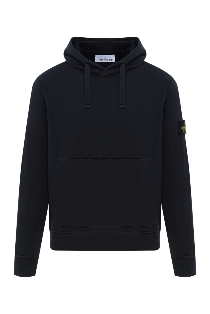 Stone Island organic cotton fleece hoodie blue 186883 - photo 1