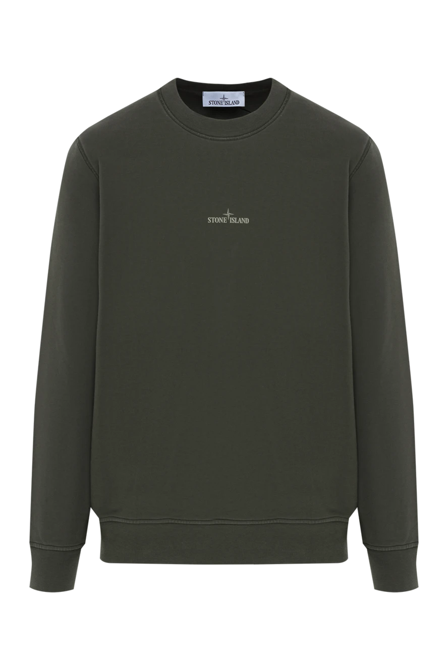 Stone Island men's cotton sweatshirt with logo, green 186897 - photo 1