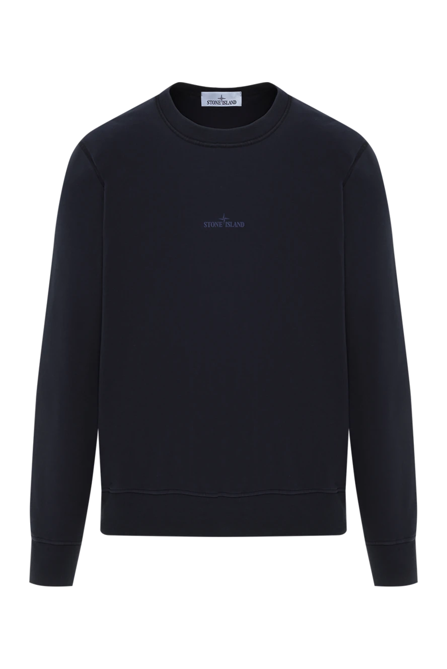 Stone Island men's blue cotton sweatshirt with round neck 186908 - photo 1
