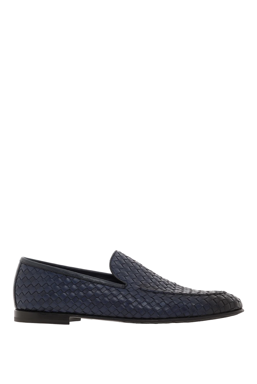 Barrett плетені лофери сині чоловічі з натуральної шкіри 186932 - фото 1
