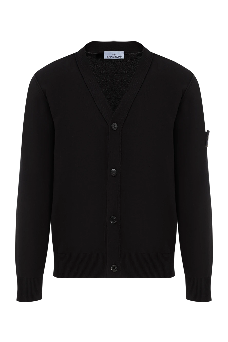 Stone Island в'язаний кардиган з м'якої органічної бавовни в чорний рубчик 186958 - фото 1