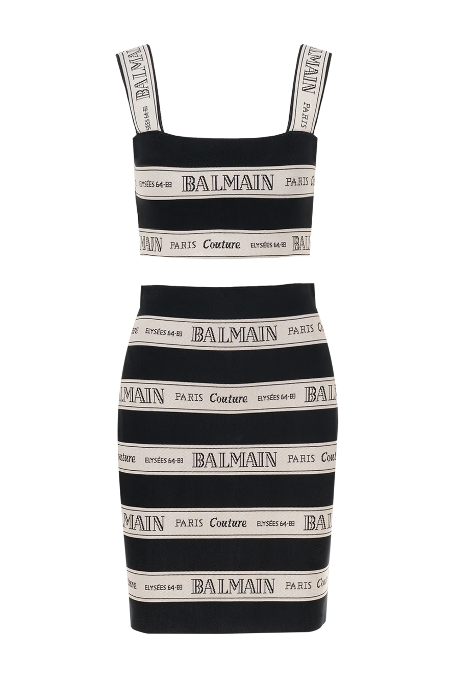 Balmain костюм женский с юбкой и жаккардовыми лентами 186975 - фото 1