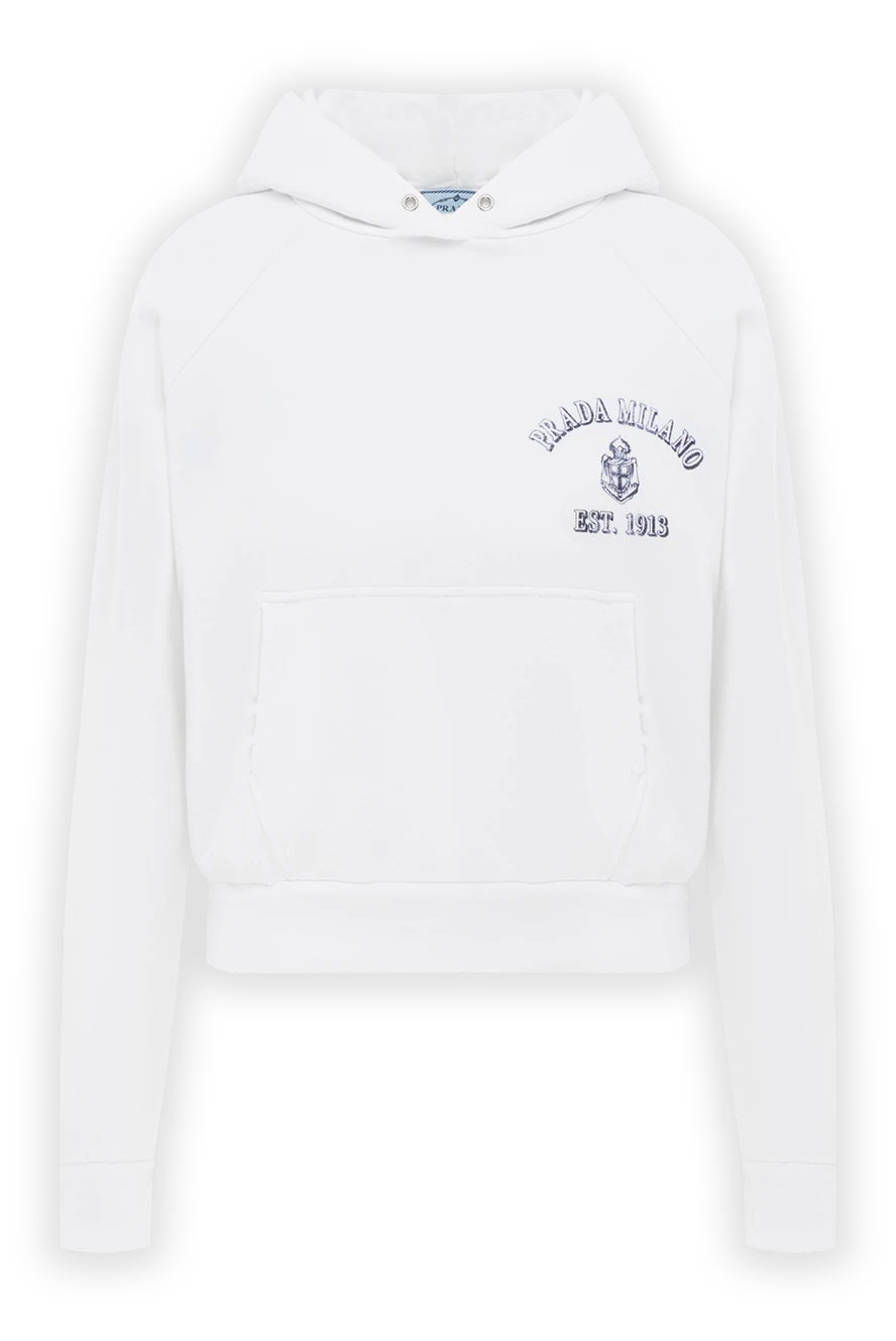 Prada white cotton hoodie with logo 186991 - photo 1