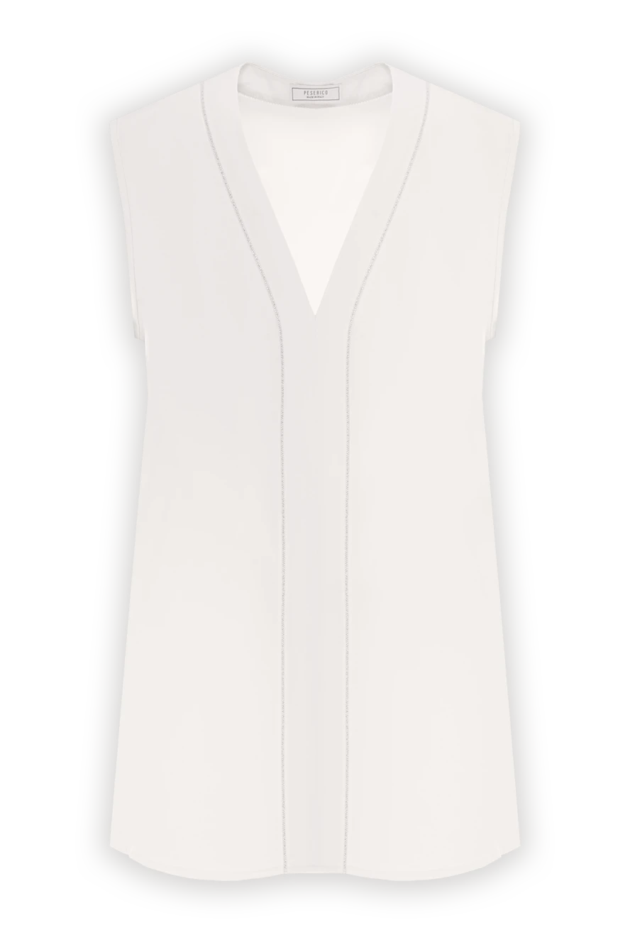 Peserico топ из шелкового крепдешина бежевая с v-образным вырезом 187007 - фото 1