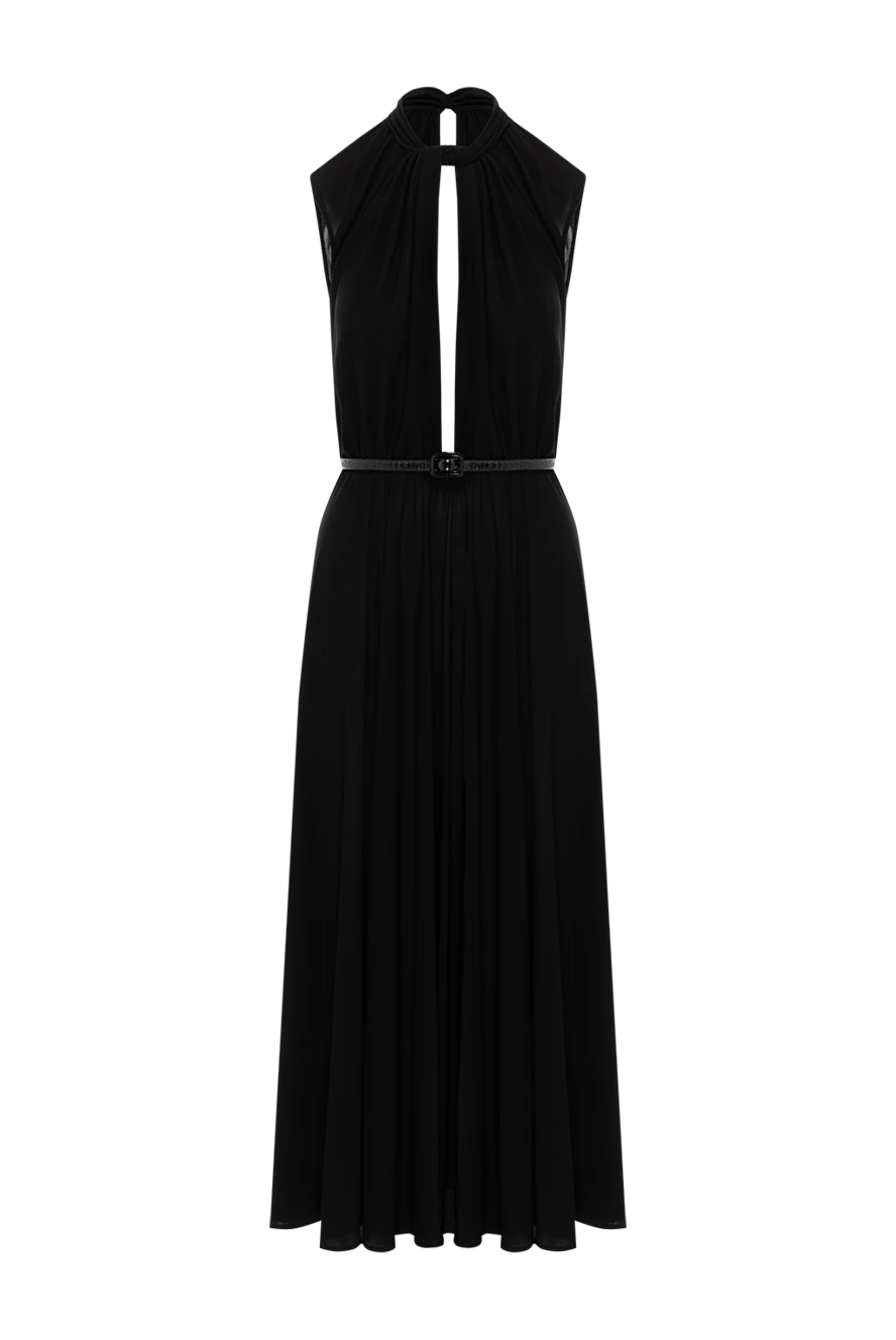 Dior длинное черное платье с открытыми плечами из вискозы 187033 - фото 1