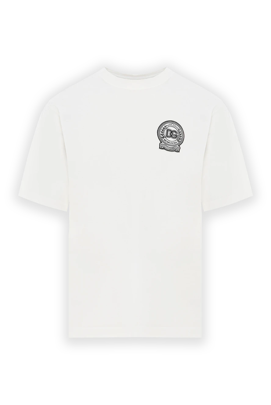 Dolce & Gabbana белая футболка из хлопка с вышитым логотипом 187090 - фото 1