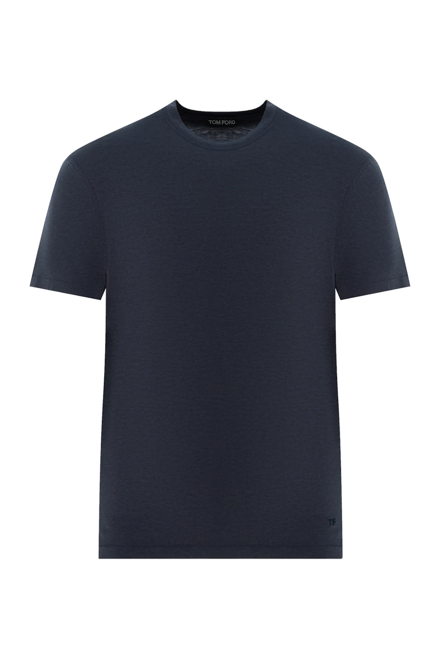 Tom Ford однотонна футболка з бавовни з синім 187099 - фото 1