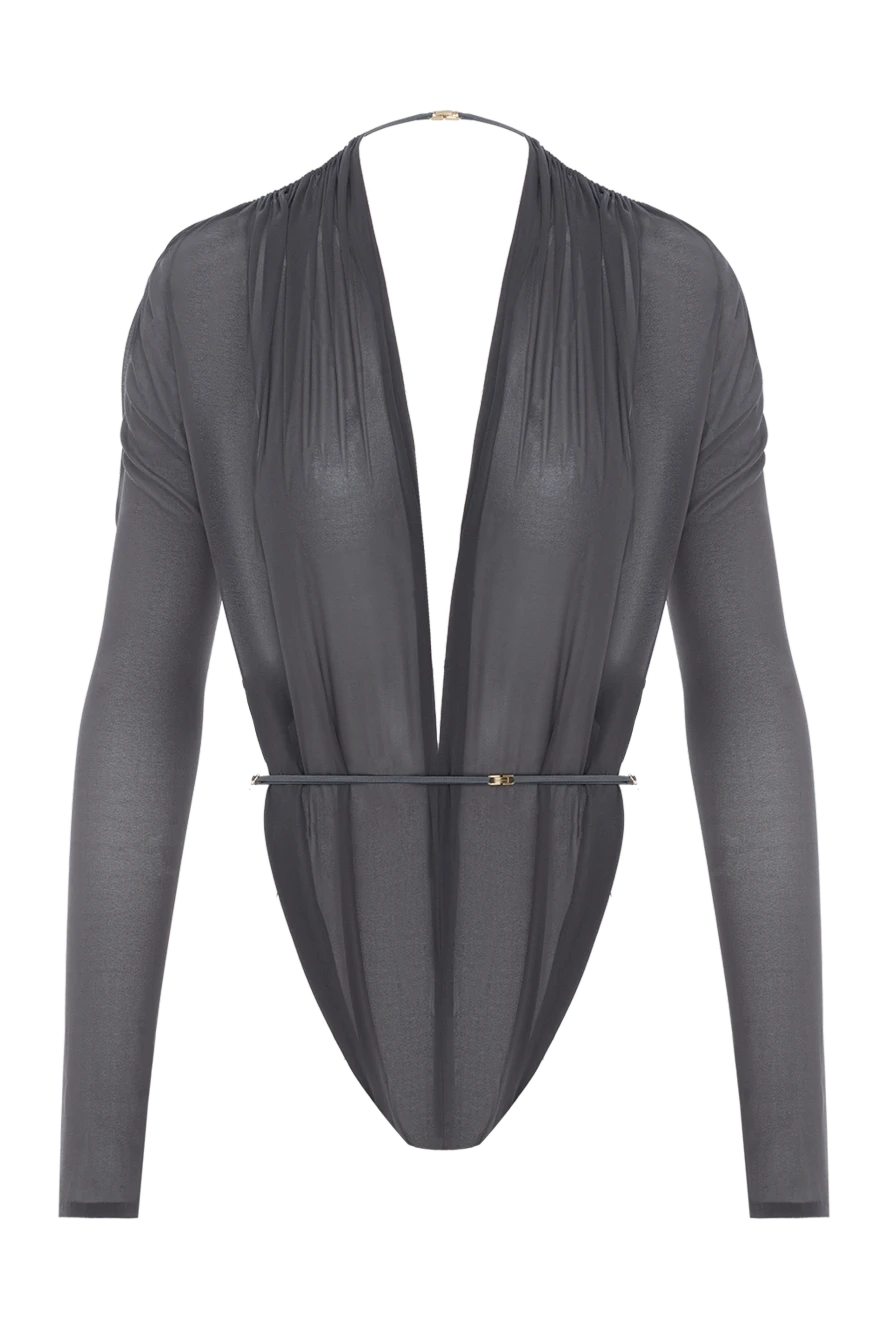 Saint Laurent темно-сіре еластичне боді шовкове 187113 - фото 1
