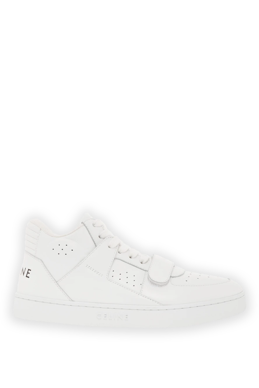 Celine white leather high top sneakers ct-02 with logo 187127 - photo 1