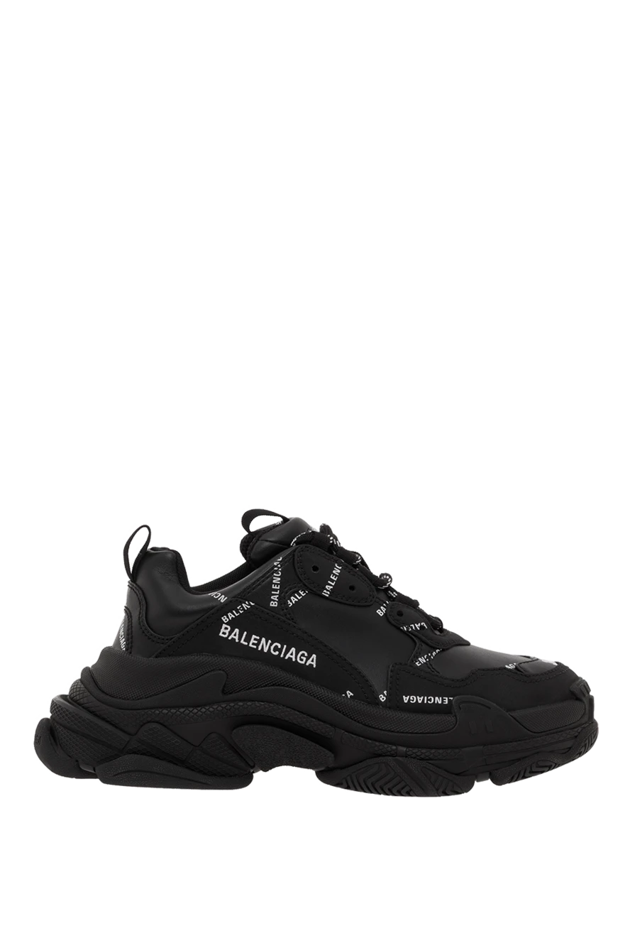 Balenciaga кроссовки triple s из черной кожи с логотипом 187149 - фото 1