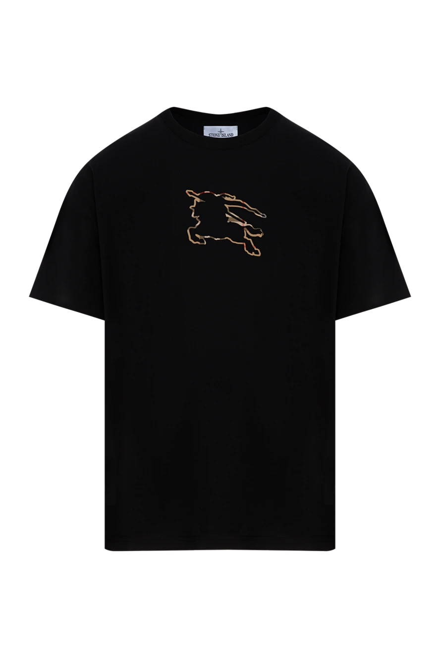 Burberry футболка з бавовняного джерсі із зображенням кінного лицаря чорна 187169 - фото 1