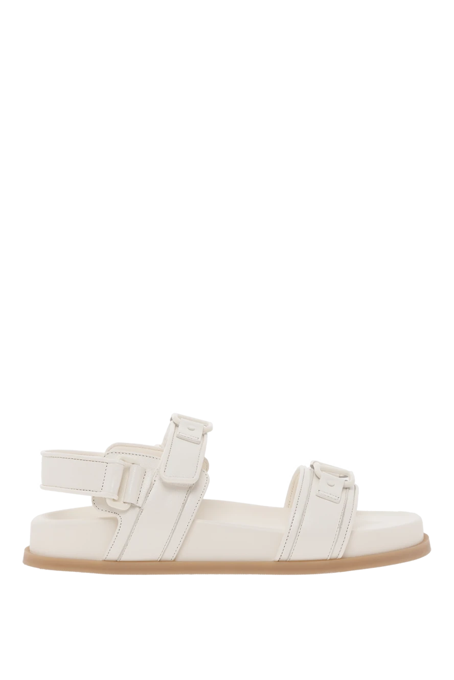 Valentino сандалії rockstud flat із кремової шкіри з логотипом 187182 - фото 1