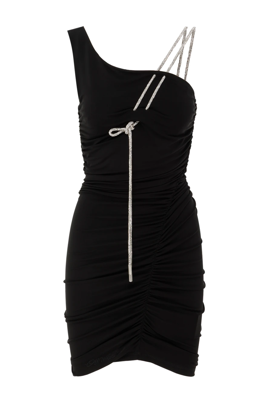 Off-White асиметрична міні-сукня з крепу чорна 187235 - фото 1