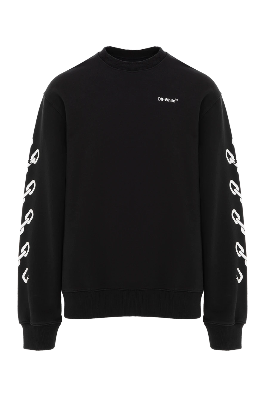 Off-White черный свитшот с контрастным принтом на рукавах 187250 - фото 1