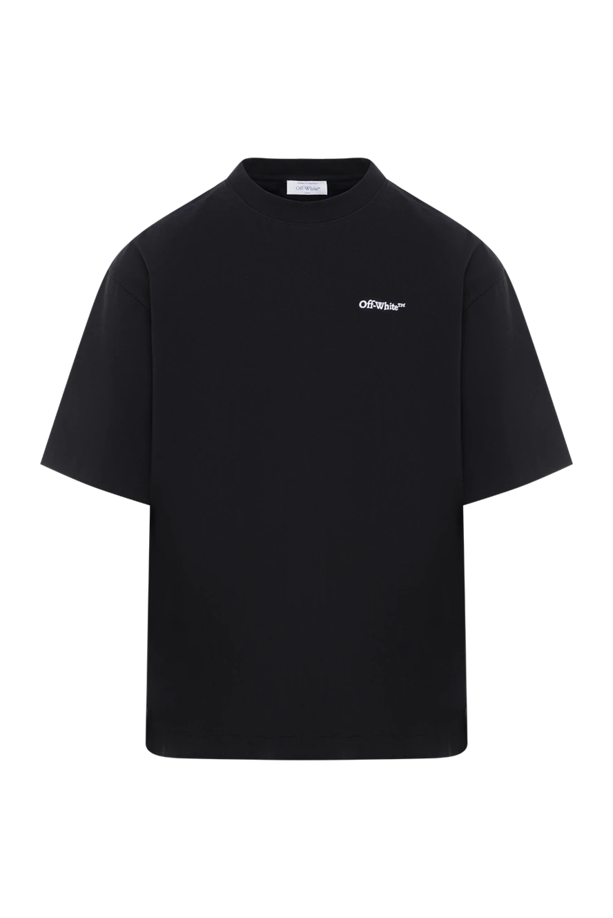 Off-White cotton t-shirt with large logo, black, men's 187259 - photo 1