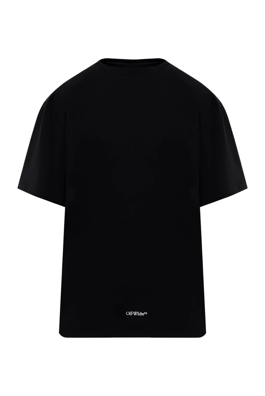 Off-White хлопковая футболка с принтом мужская черная 187264 - фото 1