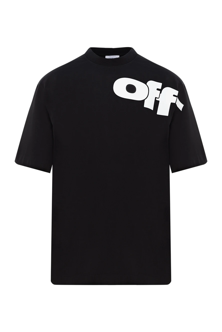Off-White чорна оверсайз футболка з контрастним принтом логотипу 187267 - фото 1